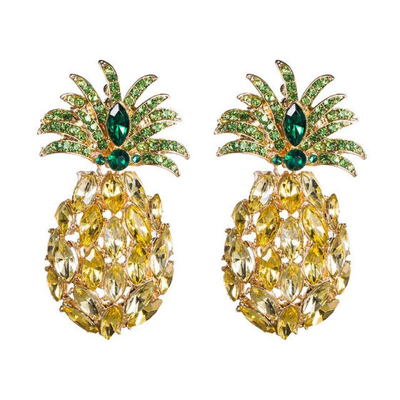 Rhinestone Crystal Pineapple Statement Earrings