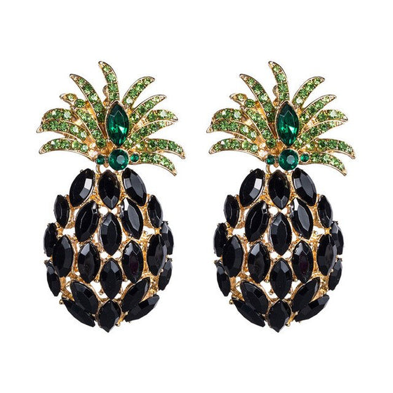 Rhinestone Crystal Pineapple Statement Earrings