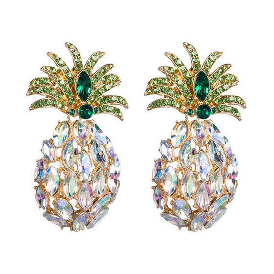Rhinestone Crystal Pineapple Statement Earrings