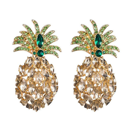 Rhinestone Crystal Pineapple Statement Earrings