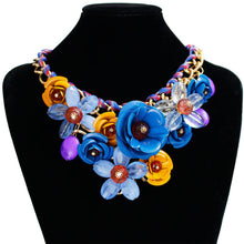  Colorful Crystal Flower Link Chain Necklace