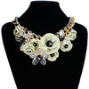 Colorful Crystal Flower Link Chain Necklace