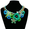 Colorful Crystal Flower Link Chain Necklace
