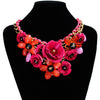 Colorful Crystal Flower Link Chain Necklace