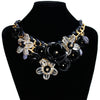 Colorful Crystal Flower Link Chain Necklace