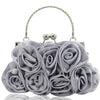 Satin Rosette Satchel Evening Bag