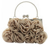 Satin Rosette Satchel Evening Bag