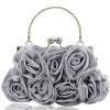 Satin Rosette Satchel Evening Bag