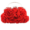 Satin Rosette Satchel Evening Bag