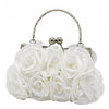 Satin Rosette Satchel Evening Bag