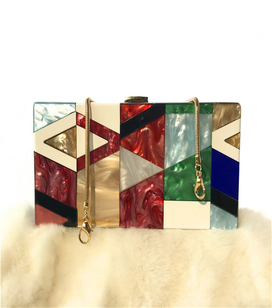 Geometric Color-Blocked Bag in High Gloss