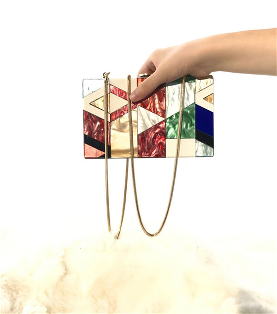 Geometric Color-Blocked Bag in High Gloss