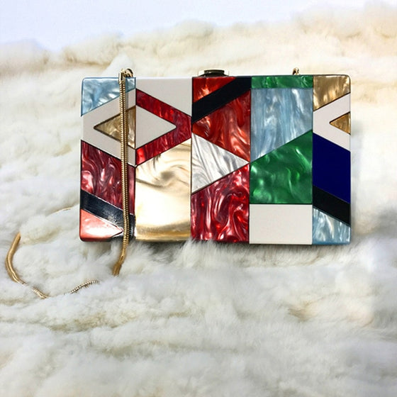 Geometric Color-Blocked Bag in High Gloss