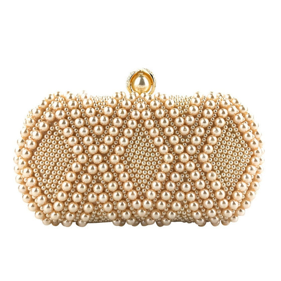Beaded Pearls Diamond Design Clutch