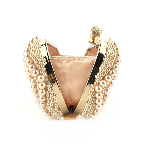 Beaded Pearls Diamond Design Clutch