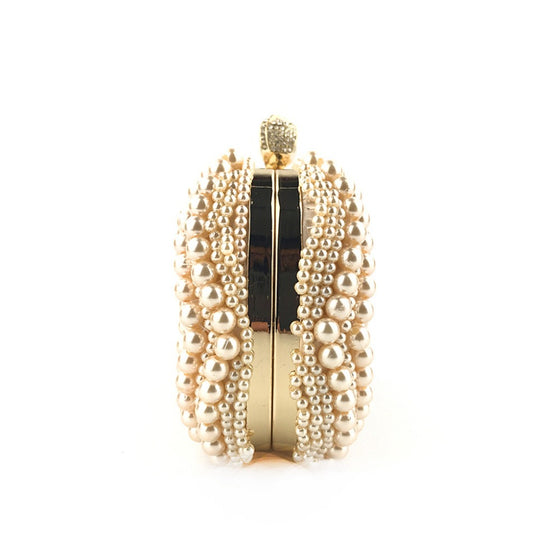 Beaded Pearls Diamond Design Clutch