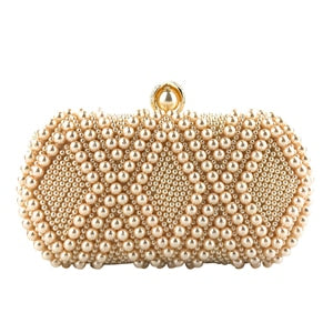 Beaded Pearls Diamond Design Clutch