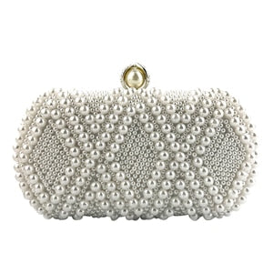 Beaded Pearls Diamond Design Clutch