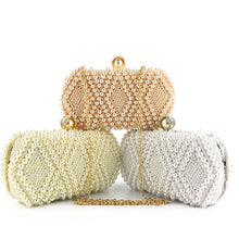  Beaded Pearls Diamond Design Clutch