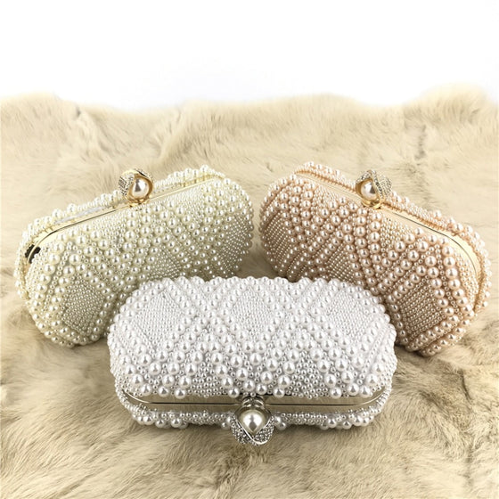 Beaded Pearls Diamond Design Clutch