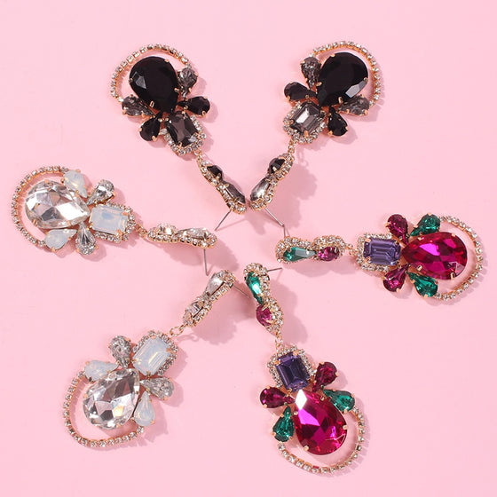 Colorful Rhinestone Pendant Earrings