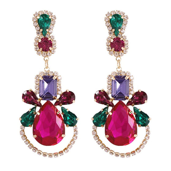 Colorful Rhinestone Pendant Earrings