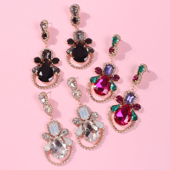Colorful Rhinestone Pendant Earrings