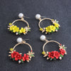 Flower Hoop and Pearl Earrings