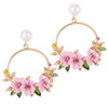 Flower Hoop and Pearl Earrings