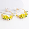 Flower Hoop and Pearl Earrings