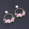Flower Hoop and Pearl Earrings