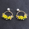 Flower Hoop and Pearl Earrings