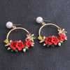 Flower Hoop and Pearl Earrings