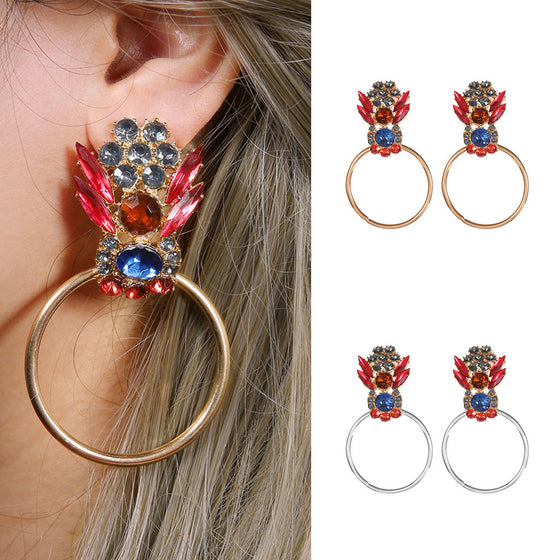 Rhinestone Jeweled Round Earrings