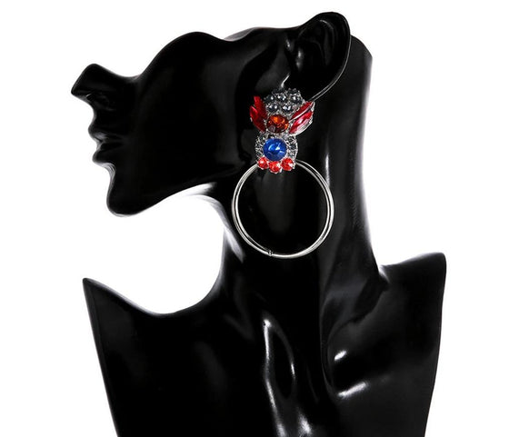 Rhinestone Jeweled Round Earrings