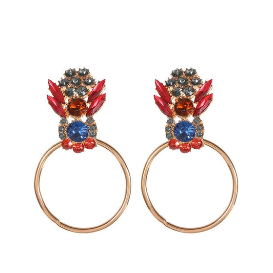 Rhinestone Jeweled Round Earrings