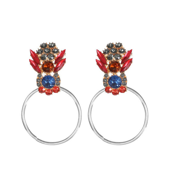 Rhinestone Jeweled Round Earrings