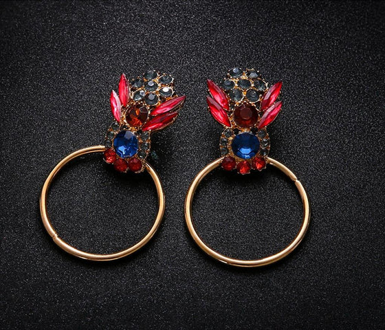 Rhinestone Jeweled Round Earrings