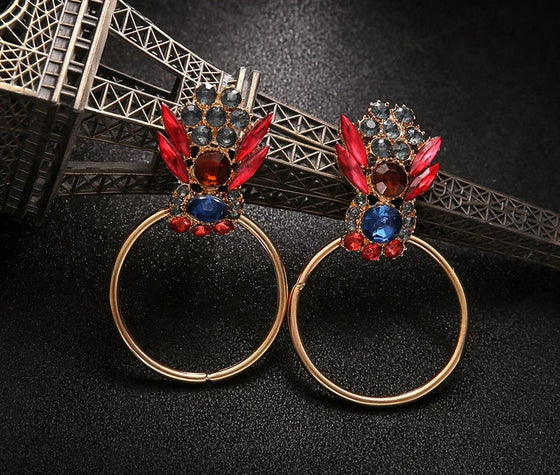 Rhinestone Jeweled Round Earrings