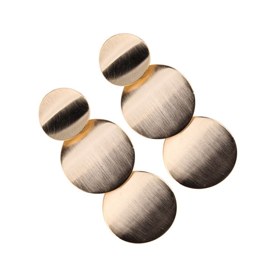Retro Circle of Three Gold Plated Dangle Earrings
