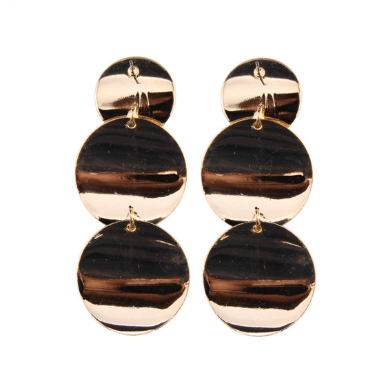 Retro Circle of Three Gold Plated Dangle Earrings