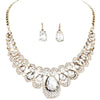 Rhinestones with Crystals Bib Statement Necklace and Earring Set
