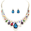 Rhinestones with Crystals Bib Statement Necklace and Earring Set