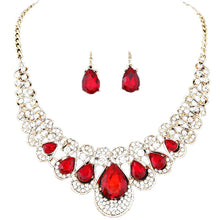 Rhinestones with Crystals Bib Statement Necklace and Earring Set