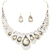 Rhinestones with Crystals Bib Statement Necklace and Earring Set