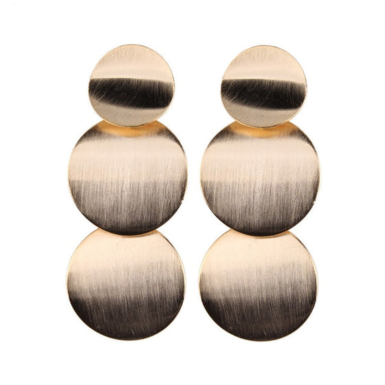 Retro Circle of Three Gold Plated Dangle Earrings
