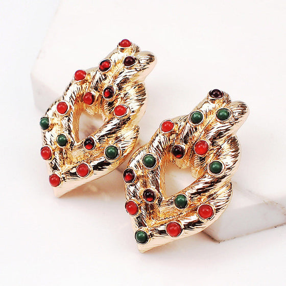 Multi-Color Stud Drop Earrings