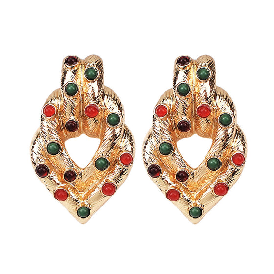 Multi-Color Stud Drop Earrings