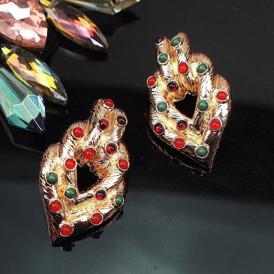 Multi-Color Stud Drop Earrings