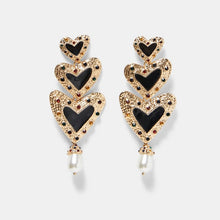  Layer of Hearts Pearl Drop Dangle Earrings